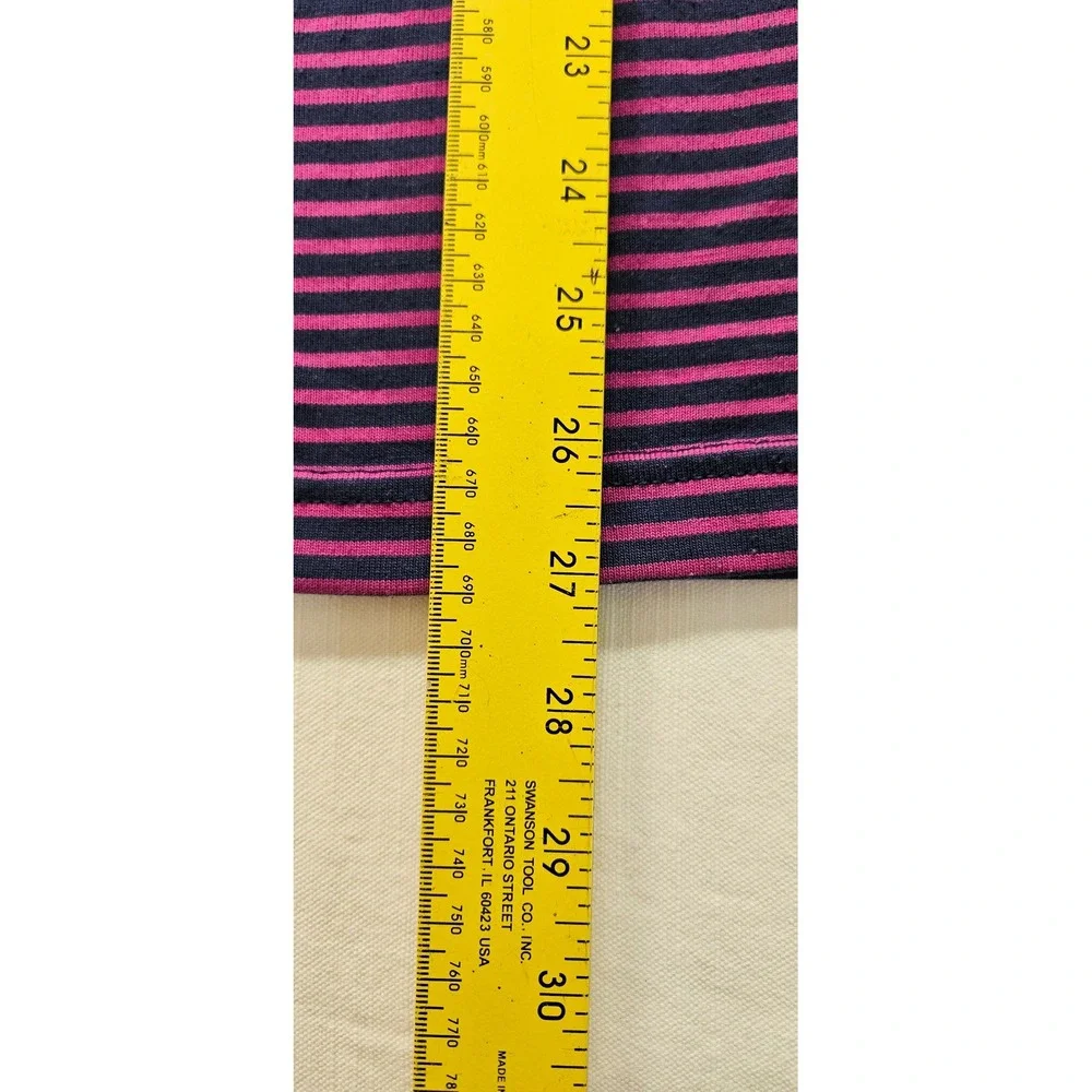 Vtg. Carriage Court Mens L Striped Henley Shirt Purple Navy Long Sleeve USA Made